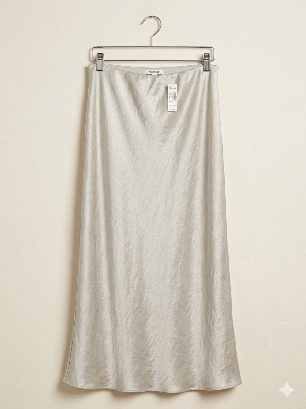 NWT Madewell Silvery Pearl Satin Pull-On Maxi Skirt size 6